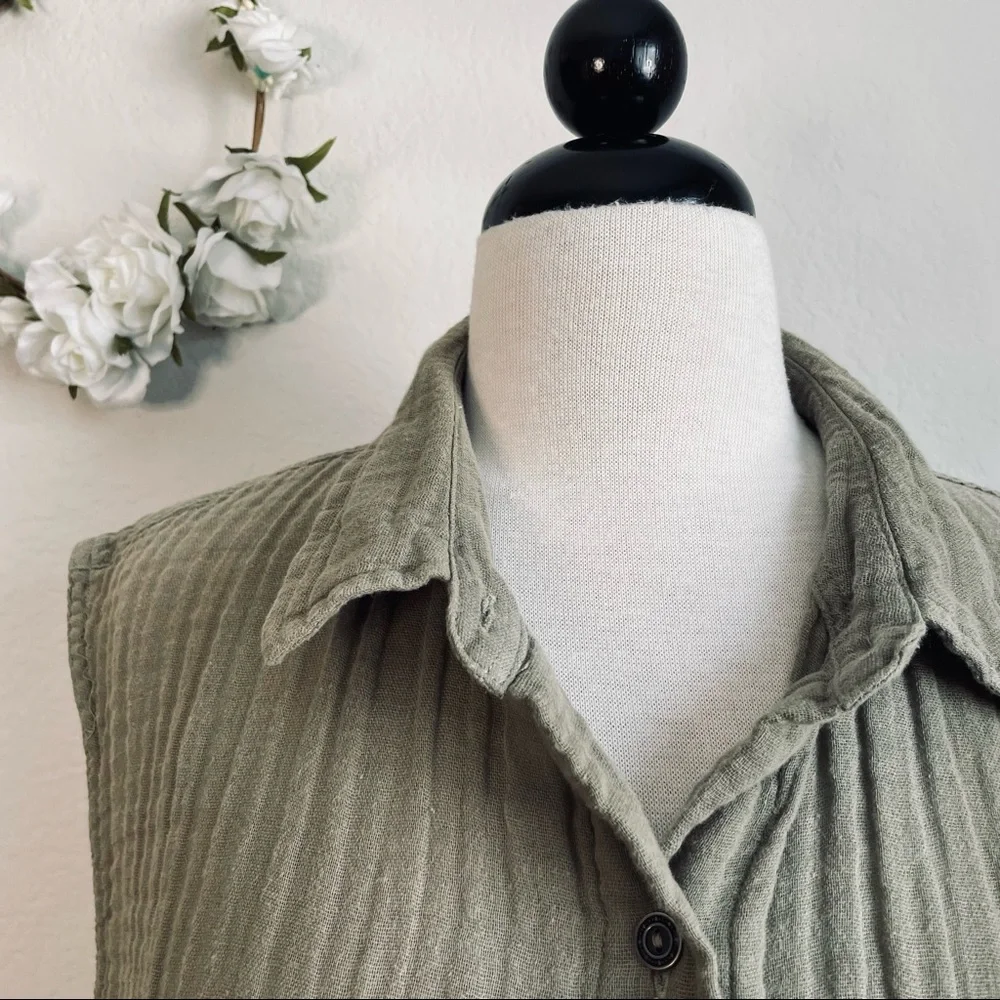 Free People Sleeveless Gauze Buttondown
